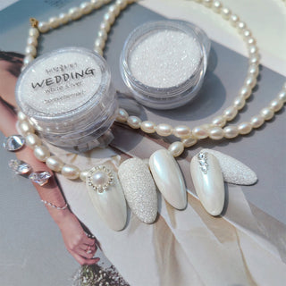BonnieBee Wedding White Silver Nail Glitter