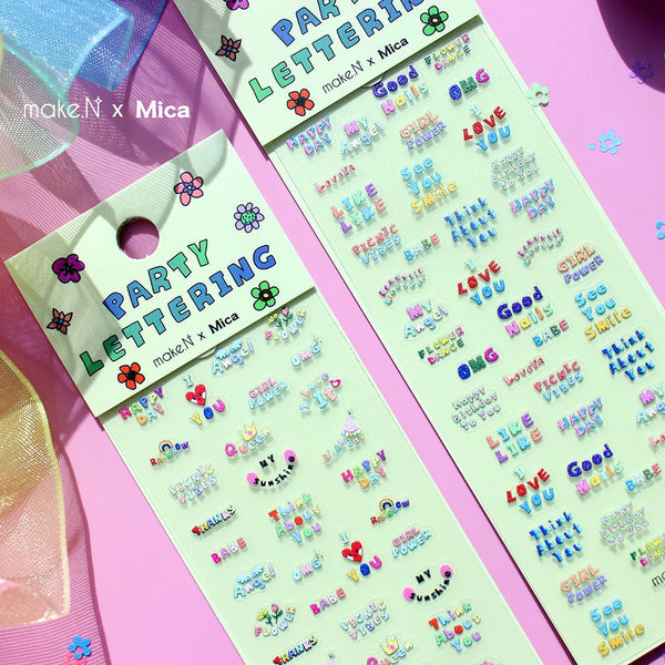 Make.N X Mica Party Lettering Nail Stickers (2 in 1 Set)