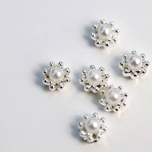 Make.N Nail Charm13 - Mini Silver Flower Bean (2 Types)