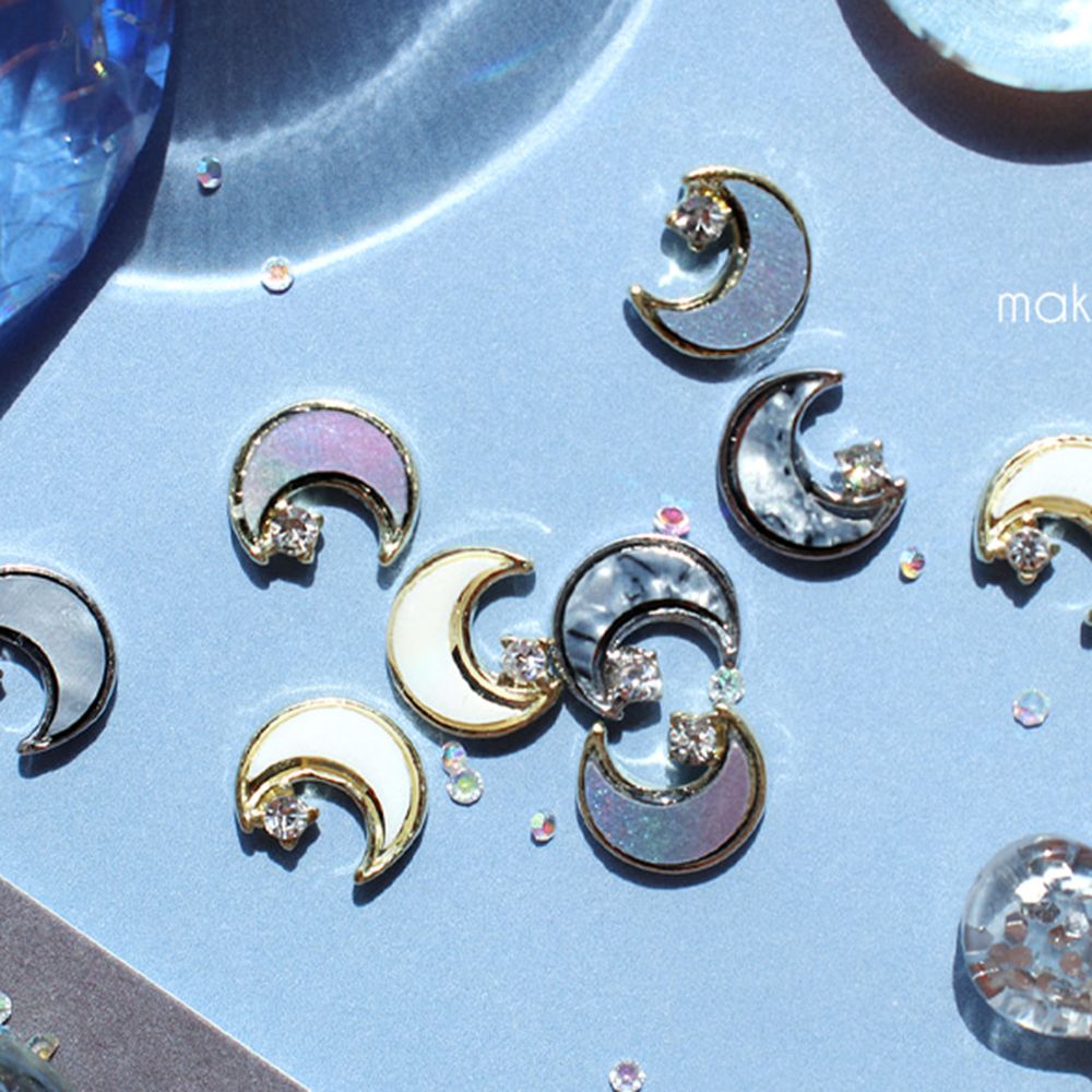 Make.N Crystal Charm26 - Mother-Of-Pearl Cubic Moon (2 color) - 1