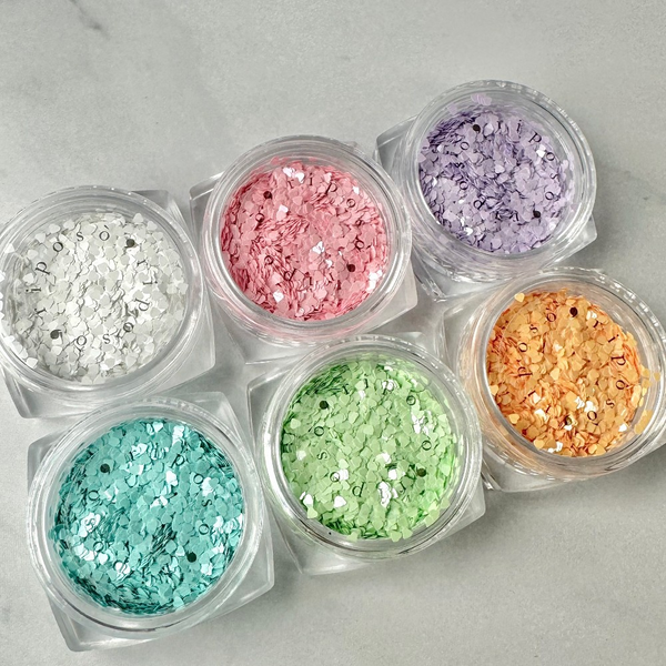 riposo Pastel Mini Heart Glitter Set