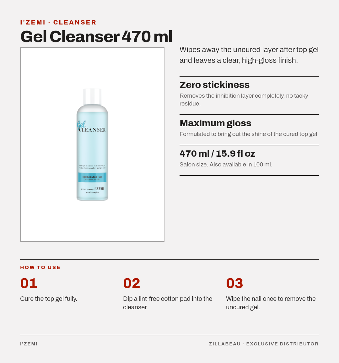 I'zemi Gel Cleanser 470 ml — details