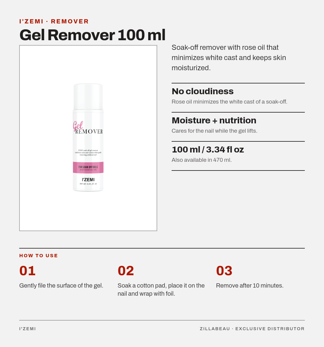 I'zemi Gel Remover 100 ml — details