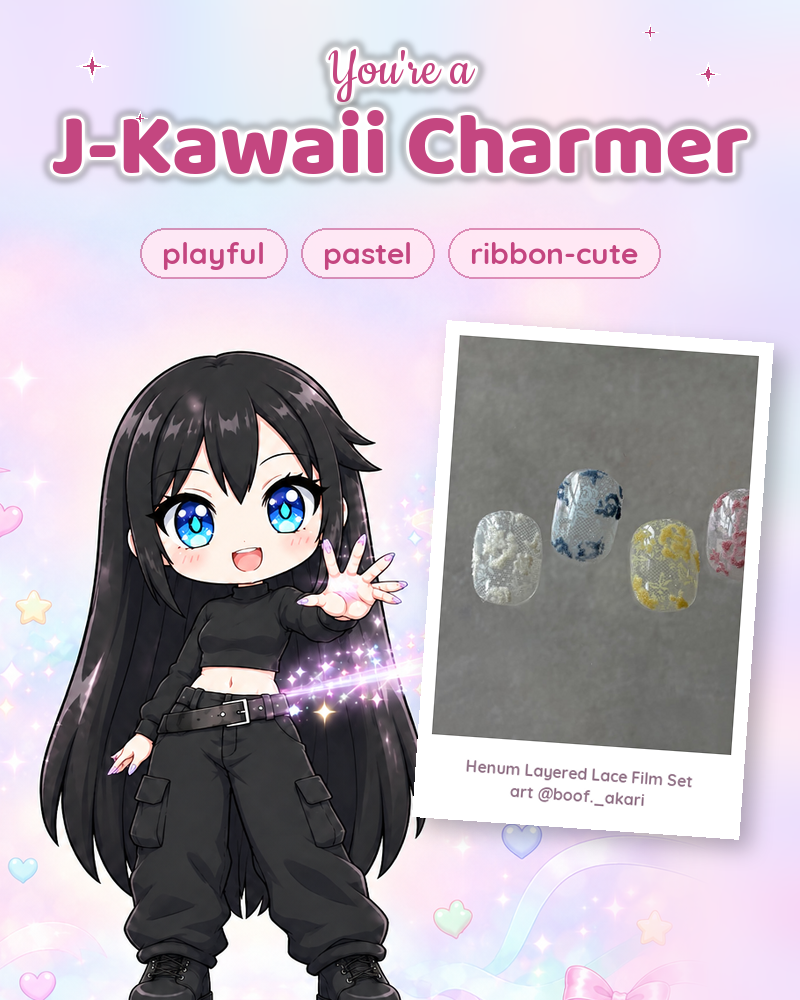 You're a J-Kawaii Charmer — playful, pastel, ribbon-cute