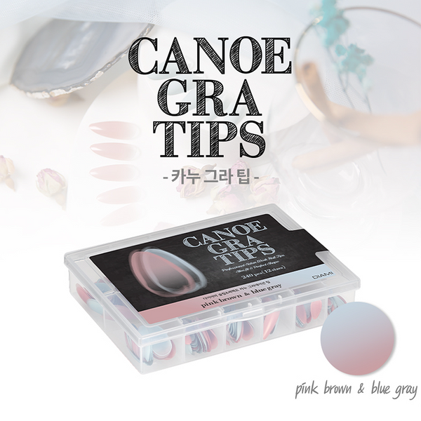 Diami Canoe Gradation Nail Tip - Pink Brown & Blue Gray